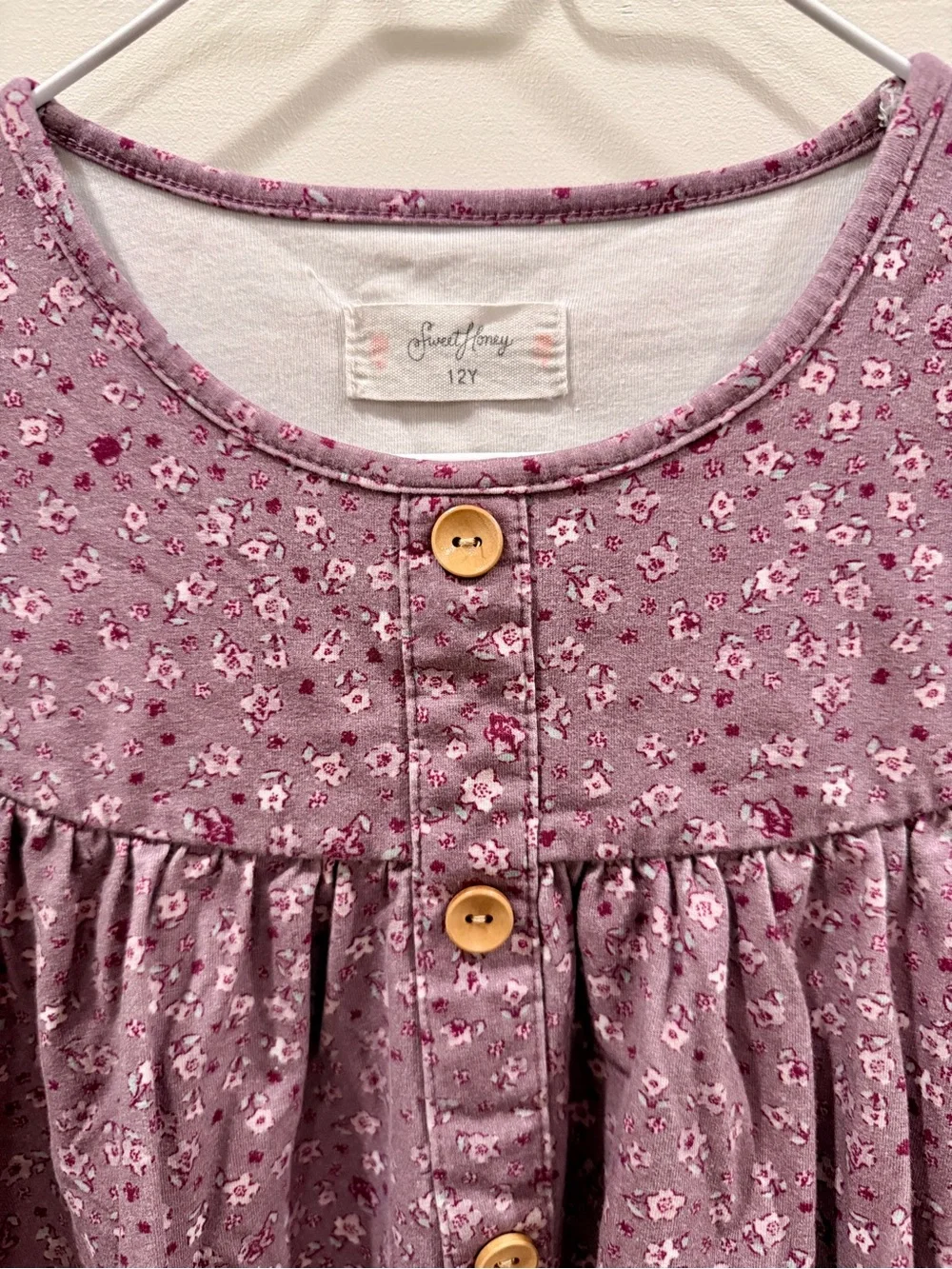 Girls Floral Button-Front Tunic in Dusty Mauve Set